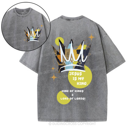 Jesus Is My King Christian Washed T-Shirt