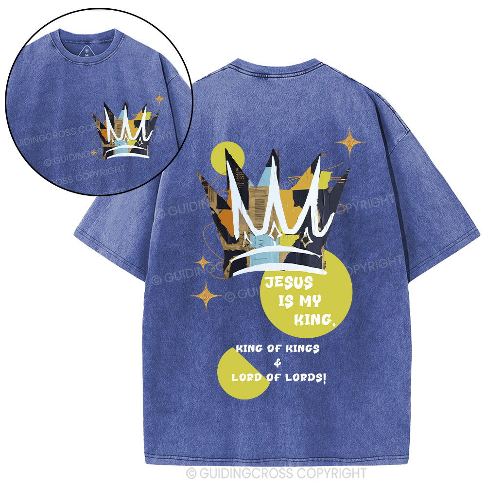 Jesus Is My King Christian Washed T-Shirt