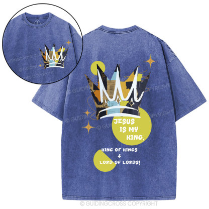 Jesus Is My King Christian Washed T-Shirt