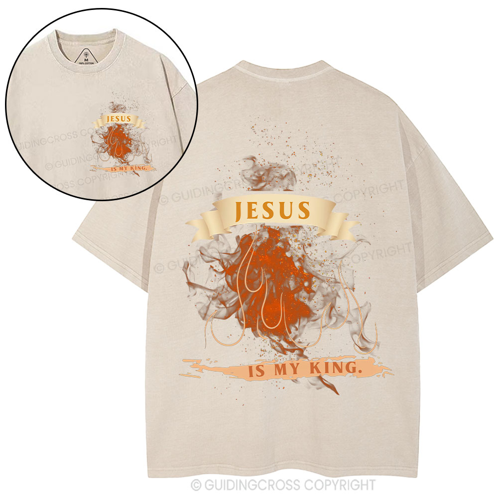 Jesus Is My King  Christian Washed T-Shirt