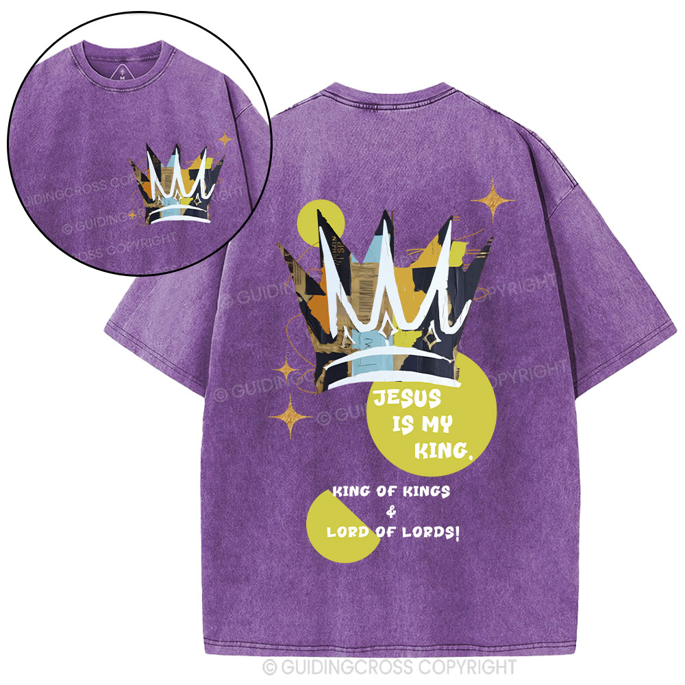 Jesus Is My King Christian Washed T-Shirt