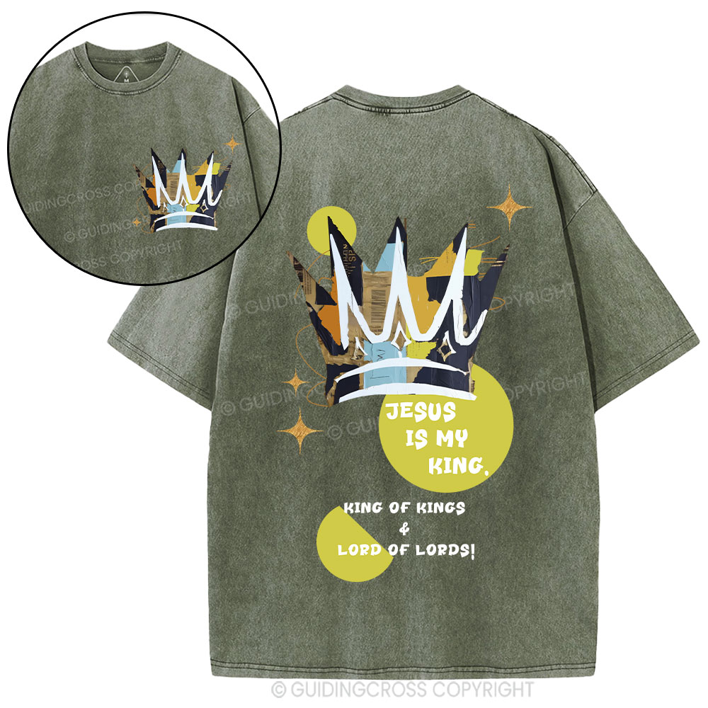 Jesus Is My King Christian Washed T-Shirt