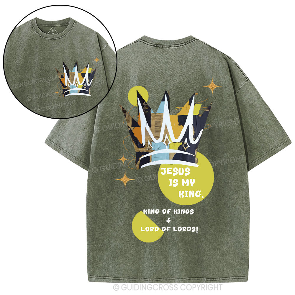 Jesus Is My King Christian Washed T-Shirt