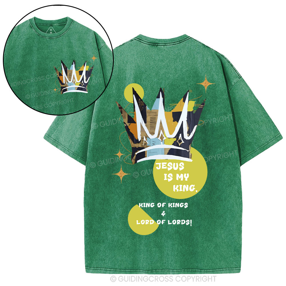 Jesus Is My King Christian Washed T-Shirt