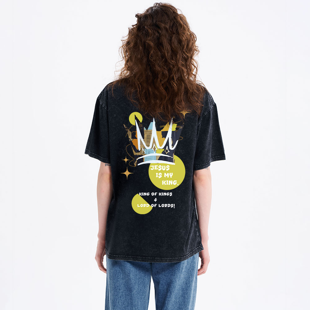 Jesus Is My King Christian Washed T-Shirt