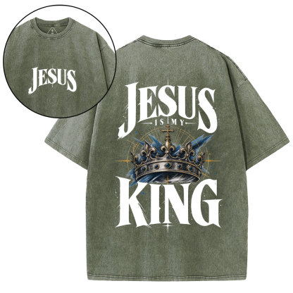 Jesus Is My King Christian Washed T-Shirt