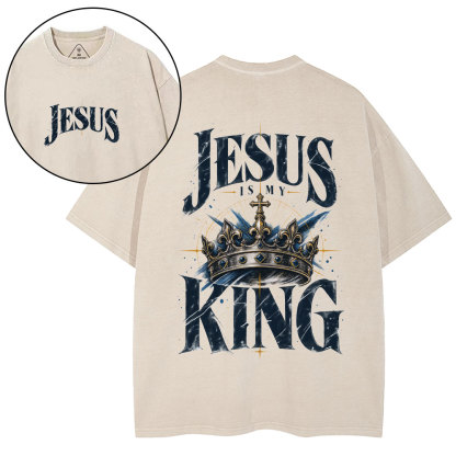 Jesus Is My King Christian Washed T-Shirt