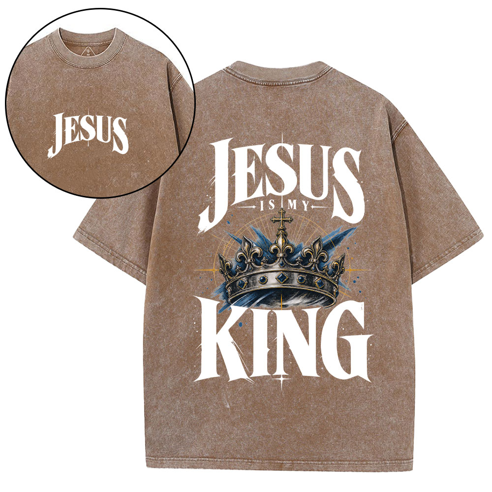Jesus Is My King Christian Washed T-Shirt