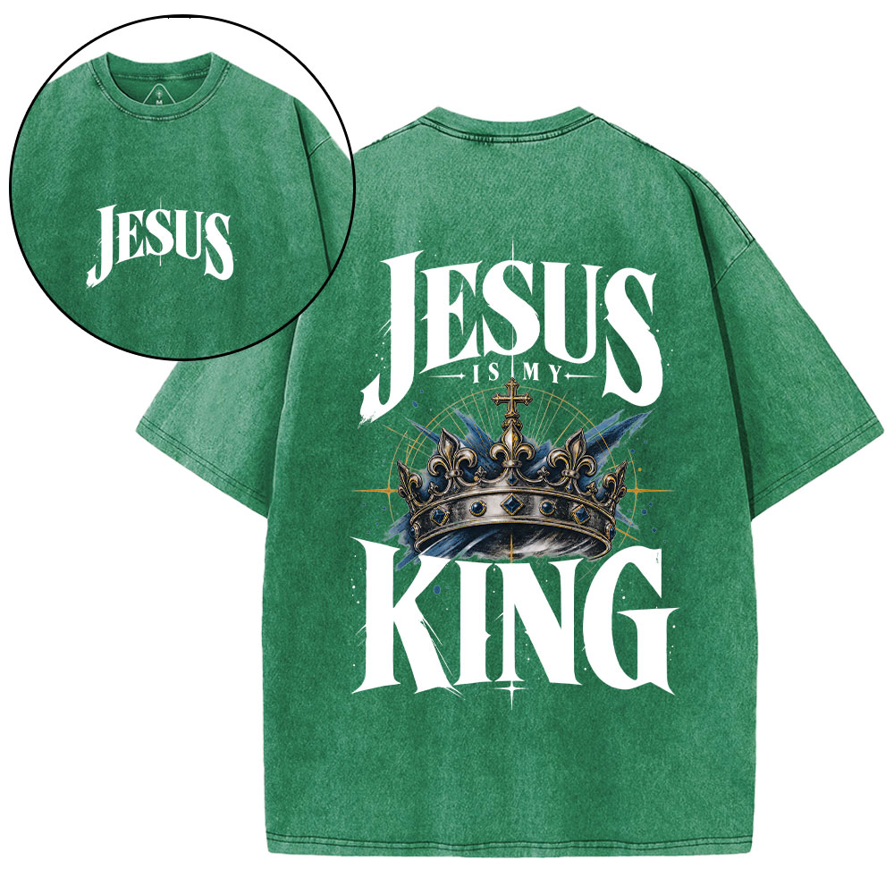 Jesus Is My King Christian Washed T-Shirt