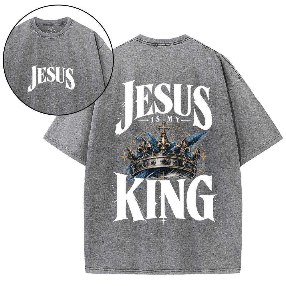 Jesus Is My King Christian Washed T-Shirt