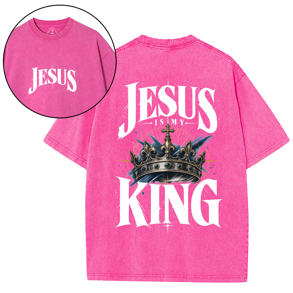 Jesus Is My King Christian Washed T-Shirt