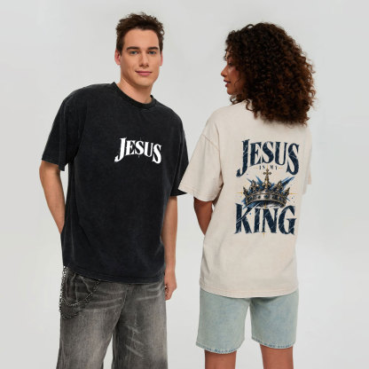 Jesus Is My King Christian Washed T-Shirt