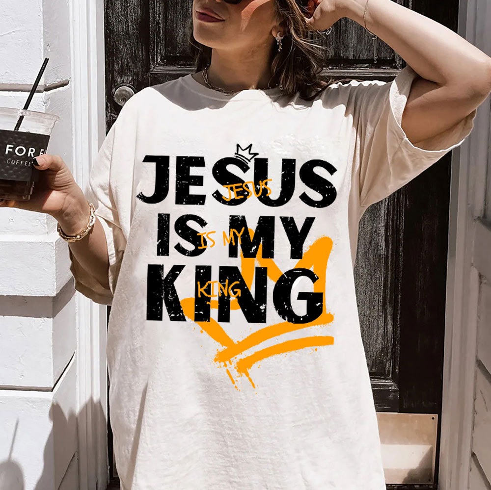 Jesus Is My King Christian Washed T-Shirt