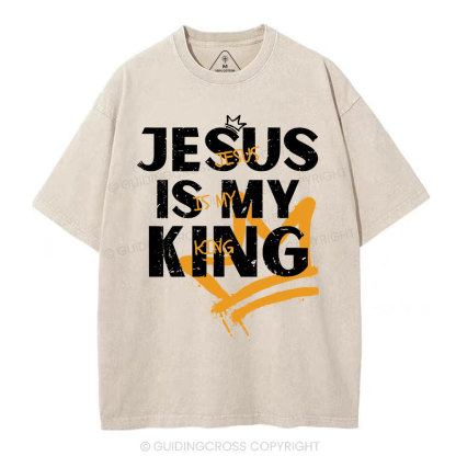 Jesus Is My King Christian Washed T-Shirt