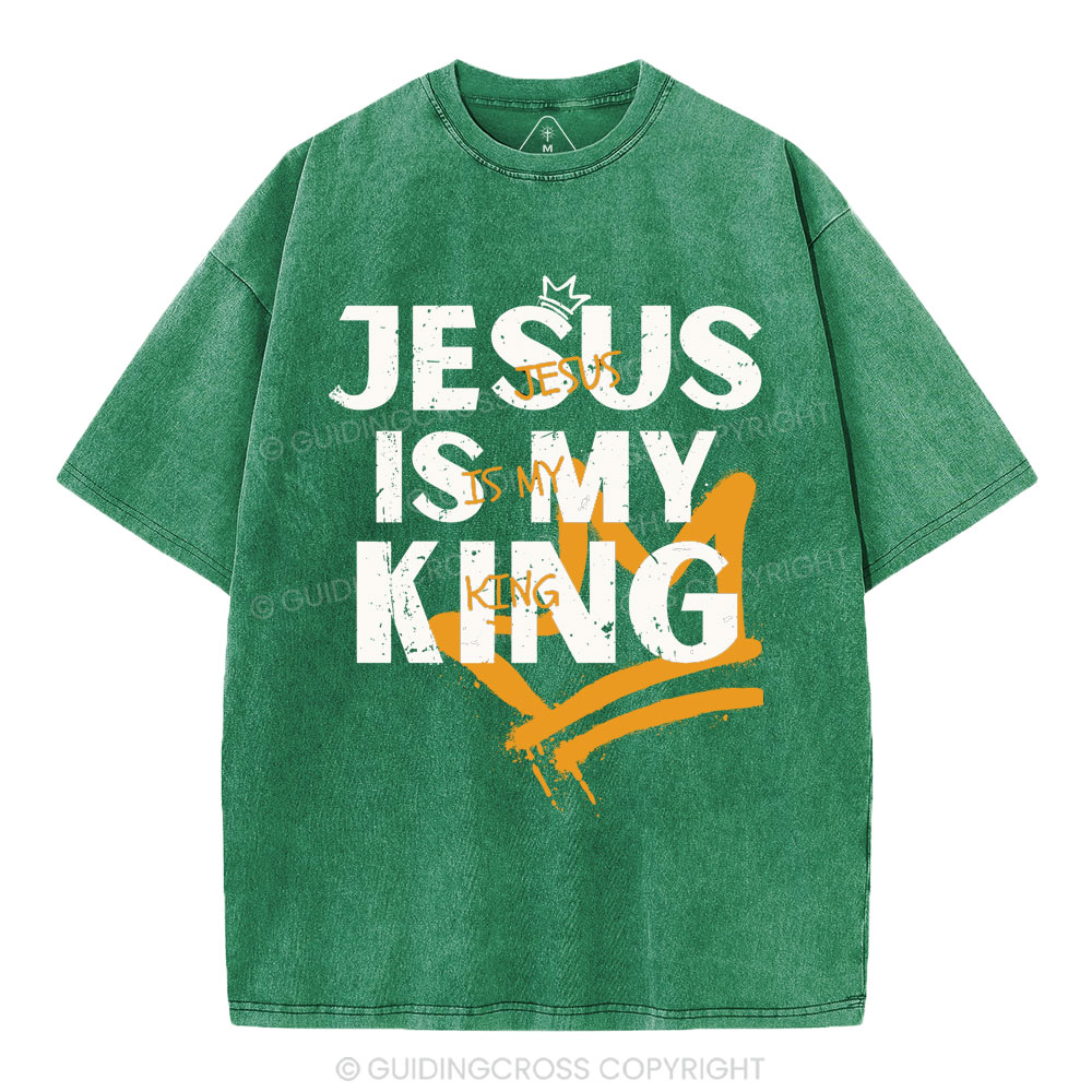 Jesus Is My King Christian Washed T-Shirt