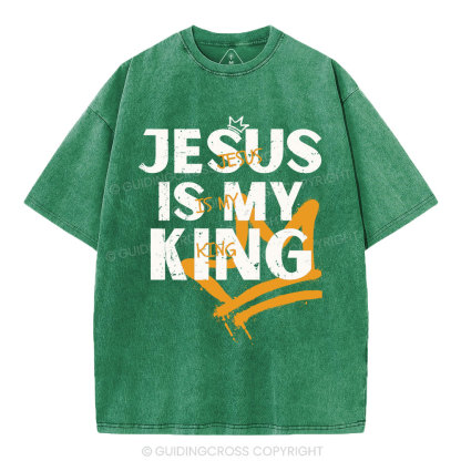 Jesus Is My King Christian Washed T-Shirt