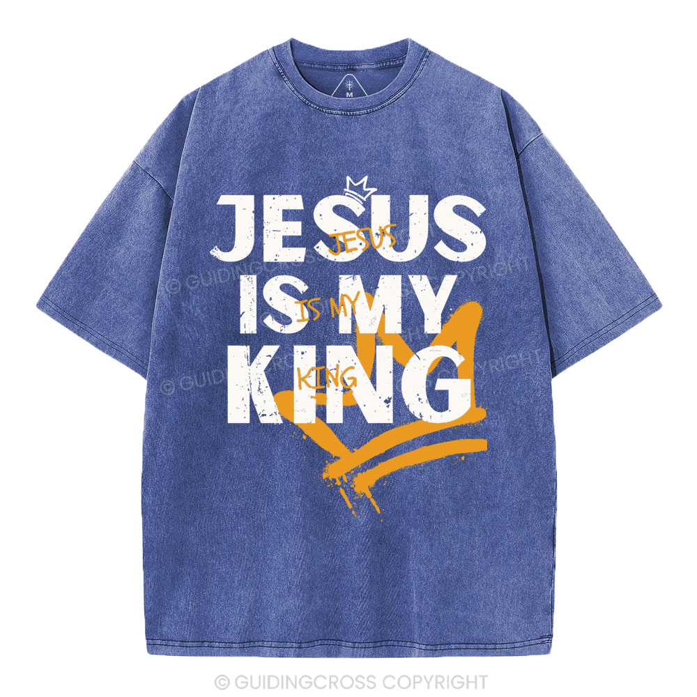 Jesus Is My King Christian Washed T-Shirt