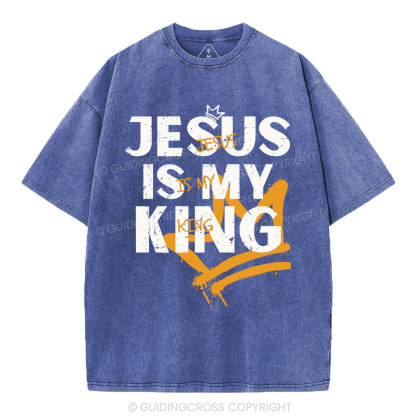 Jesus Is My King Christian Washed T-Shirt