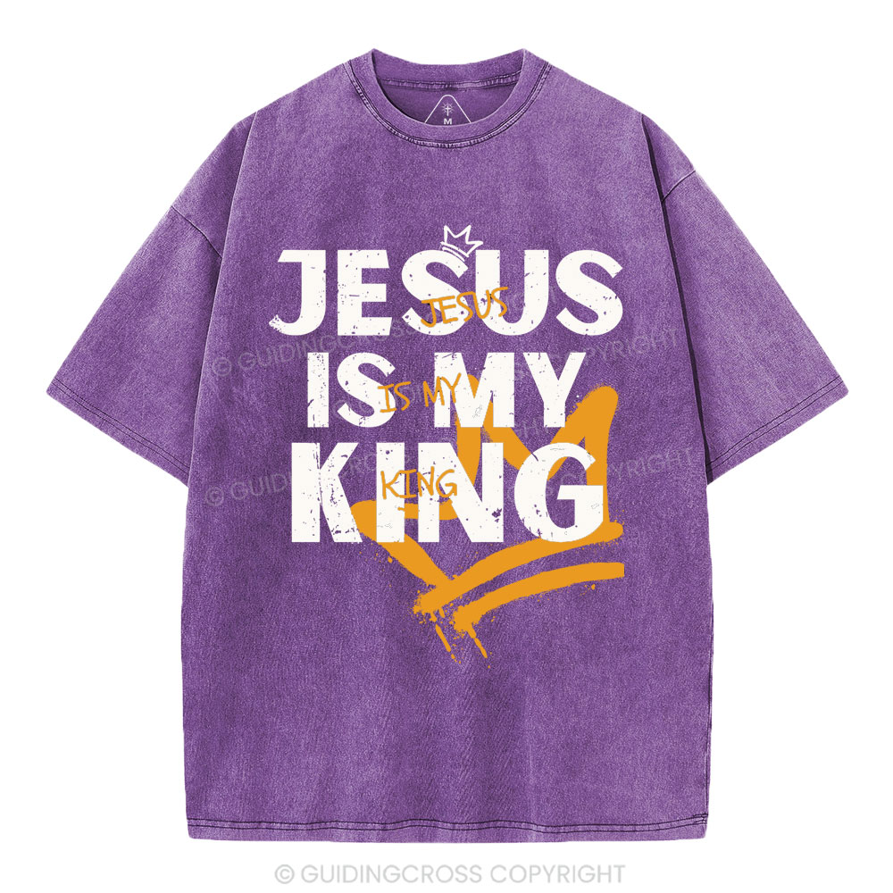 Jesus Is My King Christian Washed T-Shirt