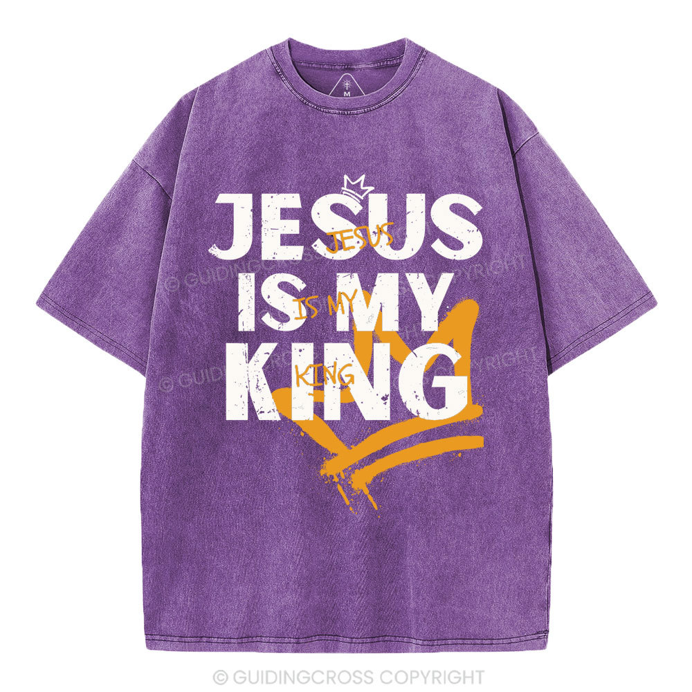 Jesus Is My King Christian Washed T-Shirt