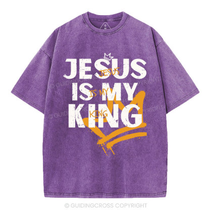 Jesus Is My King Christian Washed T-Shirt
