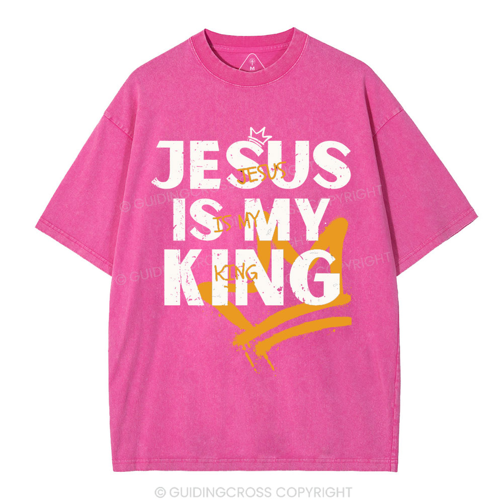 Jesus Is My King Christian Washed T-Shirt