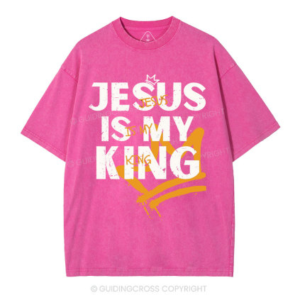 Jesus Is My King Christian Washed T-Shirt