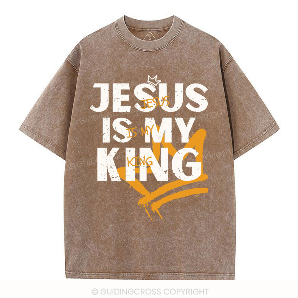 Jesus Is My King Christian Washed T-Shirt