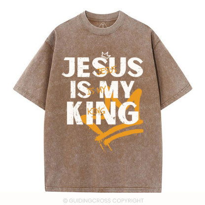 Jesus Is My King Christian Washed T-Shirt
