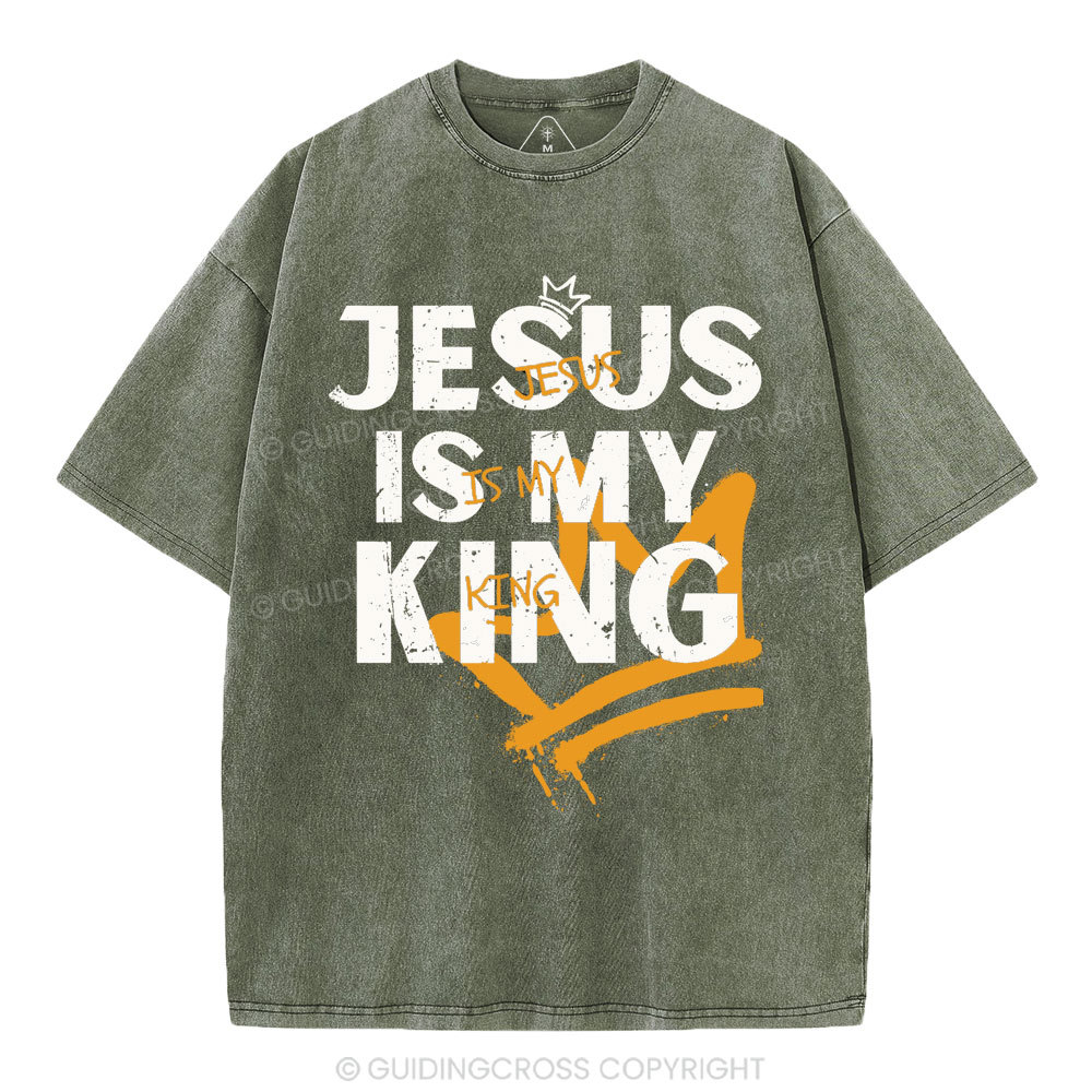 Jesus Is My King Christian Washed T-Shirt