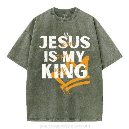Jesus Is My King Christian Washed T-Shirt
