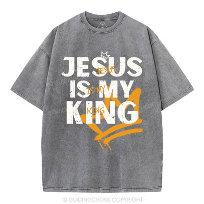 Jesus Is My King Christian Washed T-Shirt