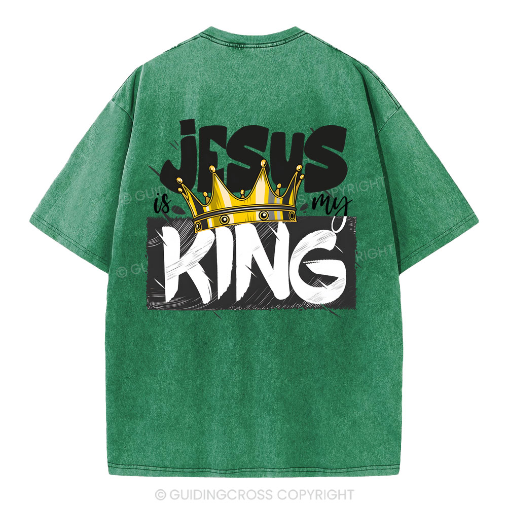Jesus Is My King Christian Washed T-Shirt