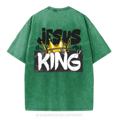 Jesus Is My King Christian Washed T-Shirt