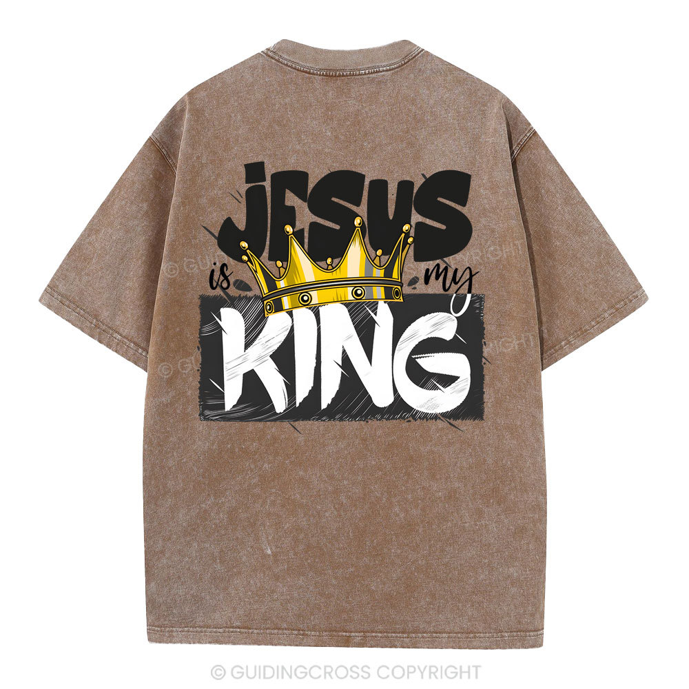 Jesus Is My King Christian Washed T-Shirt