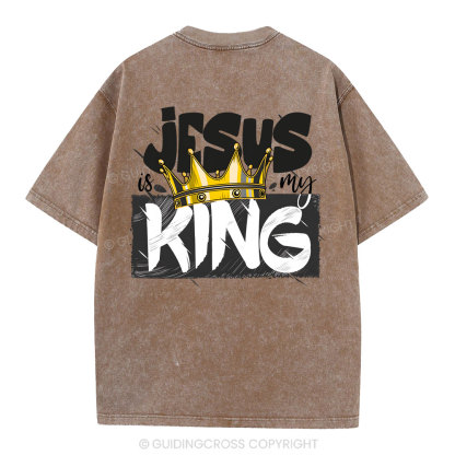 Jesus Is My King Christian Washed T-Shirt