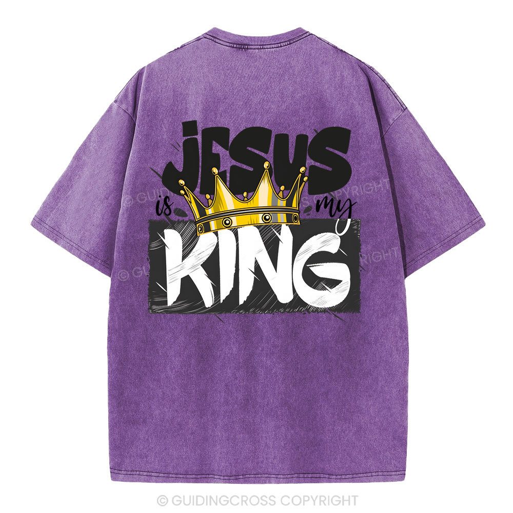 Jesus Is My King Christian Washed T-Shirt