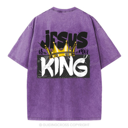 Jesus Is My King Christian Washed T-Shirt