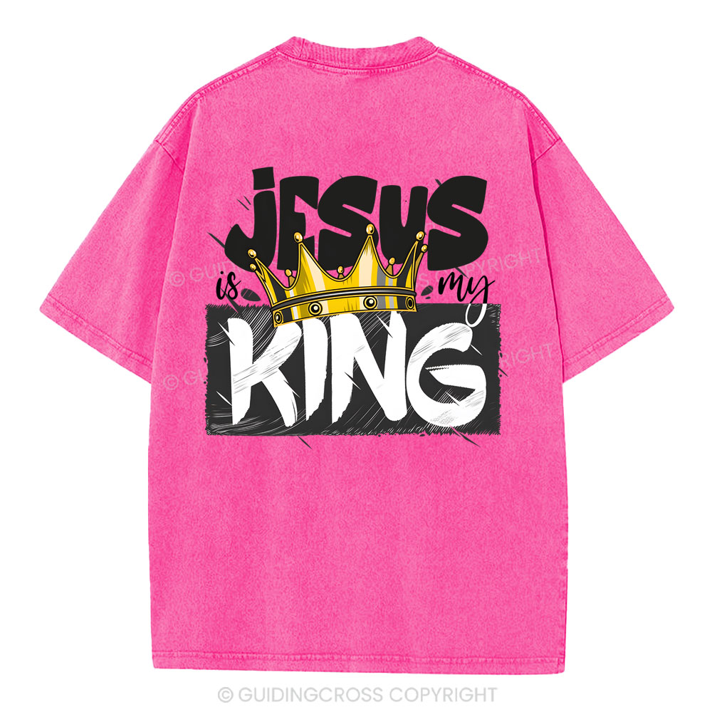 Jesus Is My King Christian Washed T-Shirt