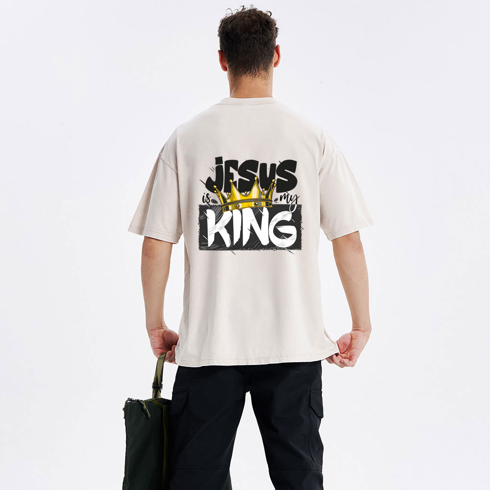 Jesus Is My King Christian Washed T-Shirt