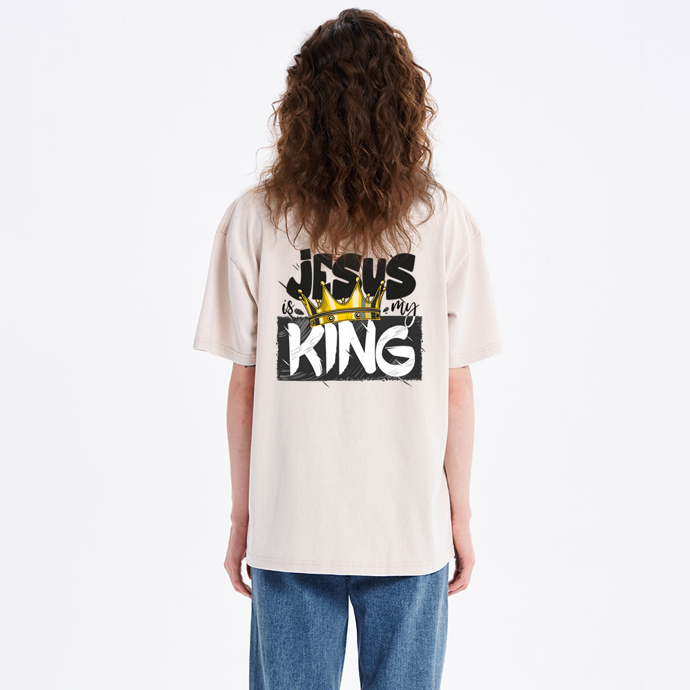 Jesus Is My King Christian Washed T-Shirt