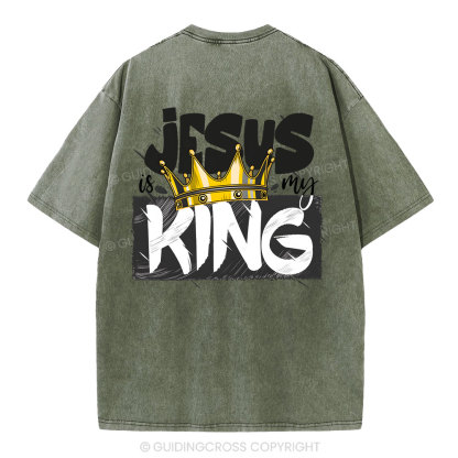 Jesus Is My King Christian Washed T-Shirt