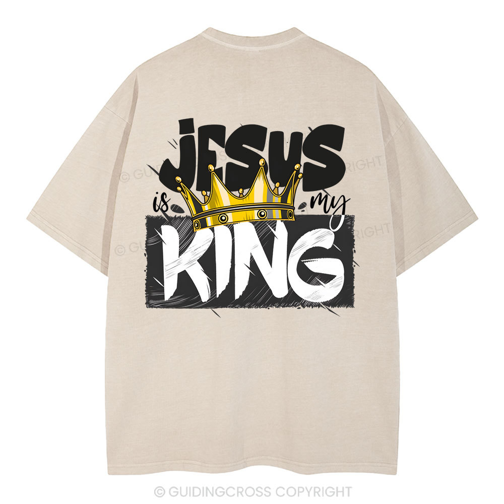 Jesus Is My King Christian Washed T-Shirt