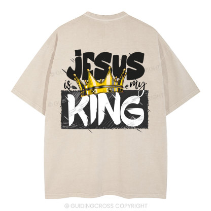 Jesus Is My King Christian Washed T-Shirt