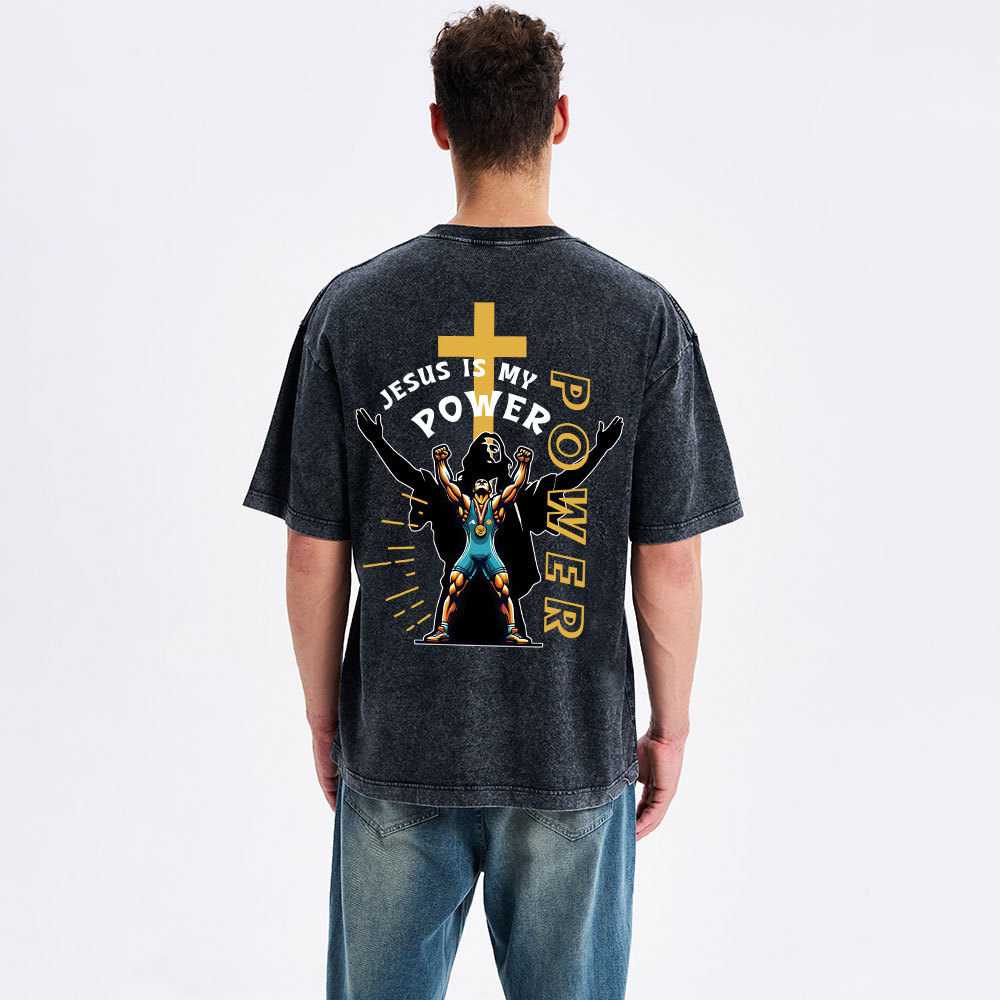 Jesus Is My Power Christian Washed T-Shirt