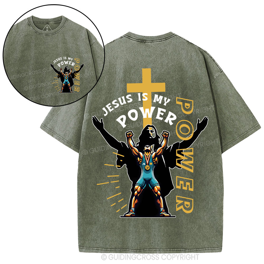 Jesus Is My Power Christian Washed T-Shirt