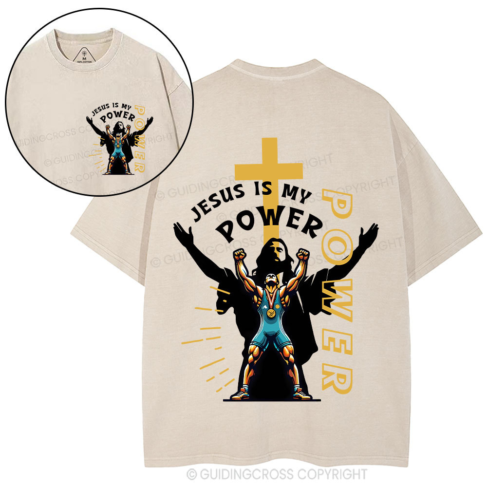 Jesus Is My Power Christian Washed T-Shirt