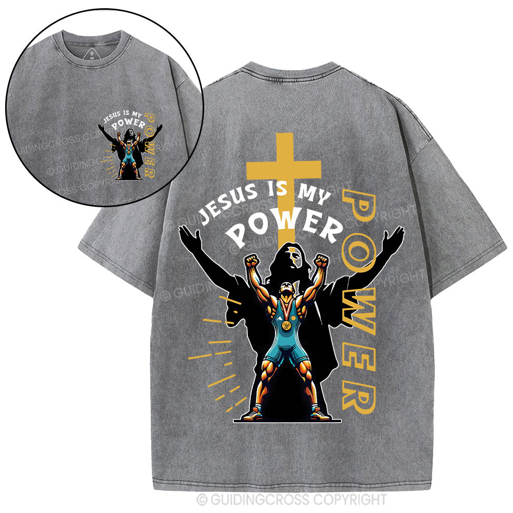 Jesus Is My Power Christian Washed T-Shirt