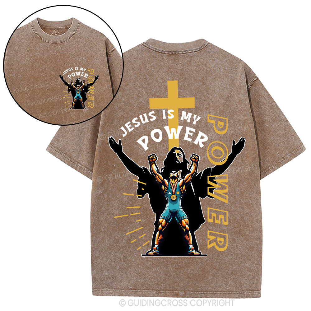 Jesus Is My Power Christian Washed T-Shirt