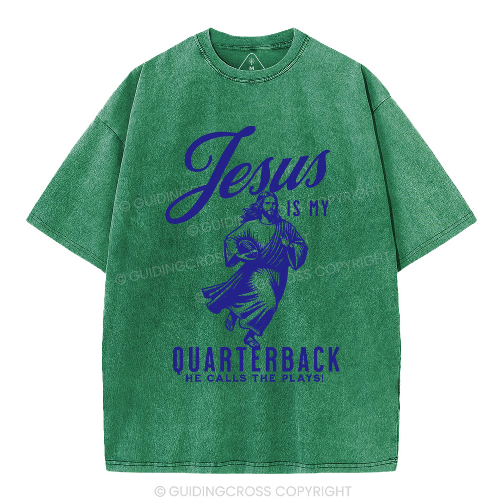 Jesus Is My Quarterback Christian Washed T-Shirt